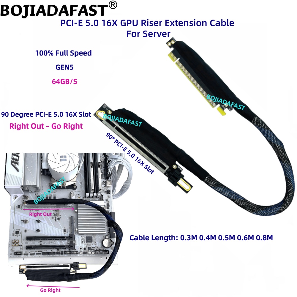 90 Degree PCI-E 5.0 16X to X16 - Pcie 5.0 Gpu Riser Cable 评论和价格