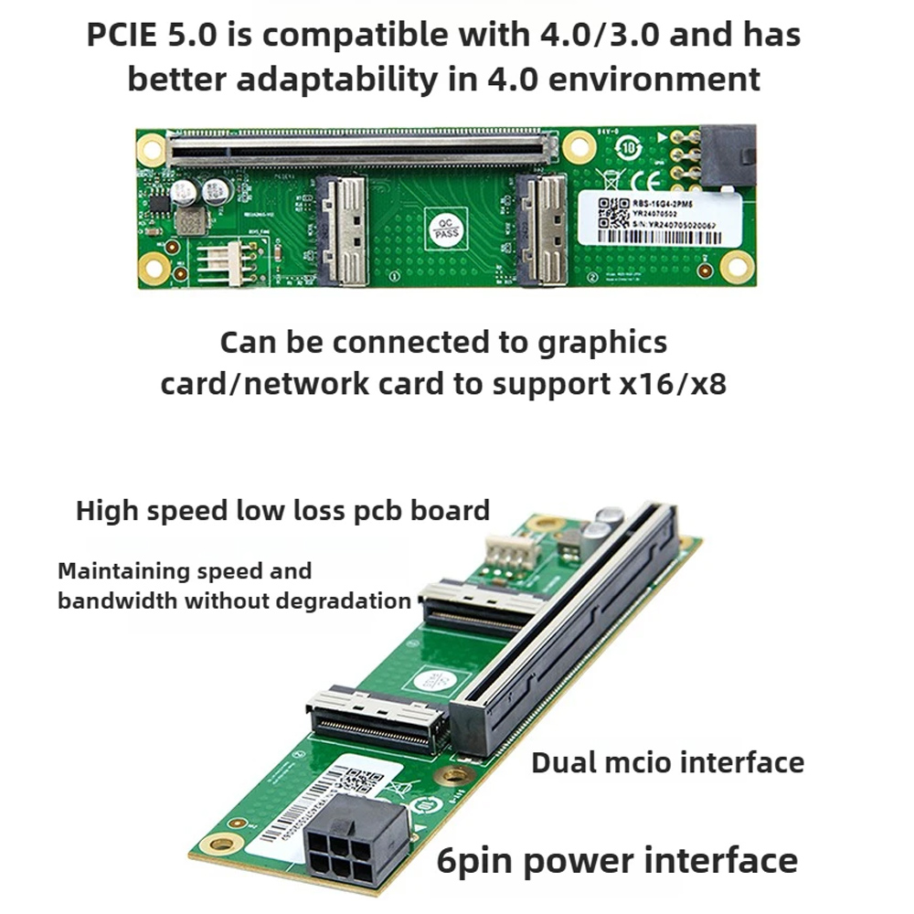 ADT-Link PCIe 5.0 X16 To MCIO  - Pcie 5.0 Gpu Riser Cable 评论和价格